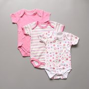 0-2岁女宝宝纯棉白色短袖三角包屁哈衣婴儿爬服婴幼儿连体衣
