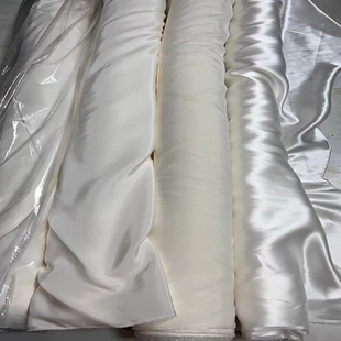 白色丝绸布料重磅整卷19姆米真丝，素绉缎弹力缎100%桑蚕丝