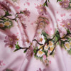 樱花粉红桃花印花40姆米重磅重缎真丝旗袍连衣裙布料桑蚕丝绸面料