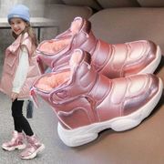 女童雪地靴2022冬季加绒加厚棉靴中大童，防水皮面靴子儿童棉鞋
