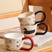 陶瓷马克杯微波炉可用咖啡杯设计感小众大容量，情侣杯家用早餐杯子