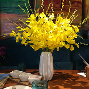 餐桌的上花放的装饰花卉高档跳舞兰仿真花高品质干花带花瓶套装