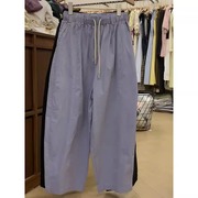 新新家浅紫色宽松休闲裤女士夏季薄款小众设计感裤子