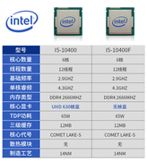 i5英特尔10400f散片酷睿i510400微星主板cpu套装搭微星b560h610