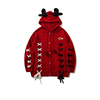 Dayzup8欧美街头绑带麋鹿圣诞毛衣男潮牌美式慵懒风红色针织开衫