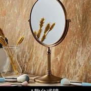 定制浴室化妆镜折叠美容镜全铜仿古双面镜卫生间台式镜免打孔壁挂