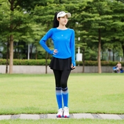 春季运动跑步套装透气网纱长袖，+长裙裤运动跑步服运动速干衣