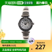 日本直邮rapport女式手表，仿珍珠装饰黑×银，圆形金属腕带16450