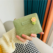 设计感小钱包女短款可爱日系少女心多卡位卡包一体包绿色钱夹