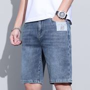 lee panpan牛仔短裤男2023夏季薄款直筒宽松弹力潮流修身五分裤