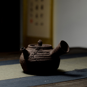 台湾老岩泥手工陶壶粗陶围炉，侧把泡茶壶，炭炉烧水壶陶瓷煮水煮茶壶