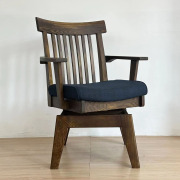 出口日本实木转椅做旧复古深色，黑胡桃色水曲柳餐椅扶手椅电脑椅