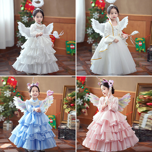 圣诞节儿童服装cos服装，小女孩天使翅膀，装扮演出服女童精灵公主裙