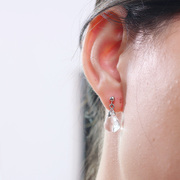 925纯银天然水晶眼泪，水滴耳环女耳钉，日韩版简约耳坠原创设计