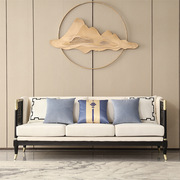 新中式沙发组合实木，布艺简约禅意客厅小户型售楼处，会所样板房家具