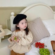 22秋季韩版女童毛线领娃娃衫洋气泡泡袖上衣儿童衬衫