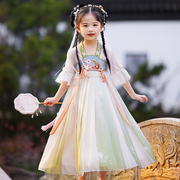 汉服女童夏季薄款短袖，2024古装中国风，连衣裙儿童古风唐装夏款