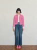 eimismosol玫粉色夹克，立领罗纹外套蓝色，复古工装口袋牛仔裤
