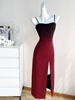 红色性感抹胸连衣裙女吊带，长裙气质高级感法式赫本风宴会礼服裙子