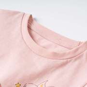 女童短袖t恤纯棉2022春夏，款儿童宝宝蘑菇印花圆领上衣小女孩衣服
