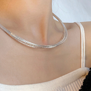 s925纯银多层银圈项链女短款锁骨链颈链轻奢高级小众设计感夏时尚