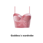 goddess's欧美丝绒胸垫，一体吊带外穿鱼骨，钢圈束腰露背抹胸上衣女