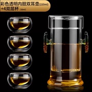 普洱红茶茶具套装家用功夫花茶茶水分离双耳杯全玻璃冲茶器泡茶壶