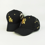 出口订单美国la棒球帽硬顶，含羊毛弯檐帽，金标潮户外运动休闲帽