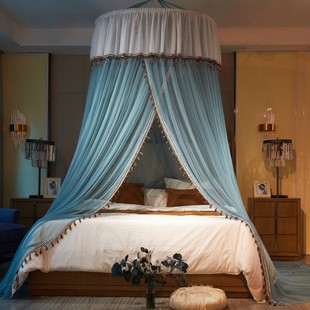 公主风吊顶式蚊帐家用卧室免安装圆顶宫廷高级落地床幔1.5米