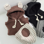 婴儿卫衣套装2022秋冬连帽加绒男童女童宝宝小童保暖两件套
