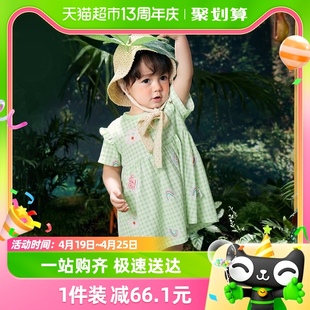 巴拉巴拉女童连衣裙宝宝裙子，婴儿公主裙儿童夏季纯棉，韩版甜美洋气