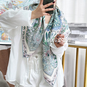 君妃花园100%桑蚕丝真丝斜纹印花高品质时尚大牌丝巾围巾披肩