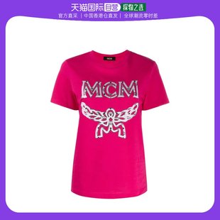 香港直邮MCM LADY T-SHIRT S 女士粉色微标T恤 MFT9AMM11QS