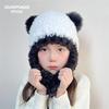 儿童帽子韩国ins秋冬亲子款，可爱甜美毛绒熊猫帽女加绒防寒套