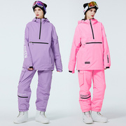 韩版滑雪服女男套装冬季保暖透气耐磨防风，防水单板情侣滑雪衣