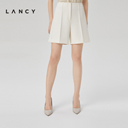 LANCY/朗姿2023春季高腰短裤子女高级感通勤OL阔腿裤设计小众