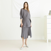 READ_ME设计师品牌春季纯色抽条不对称中裙半身裙B90219247