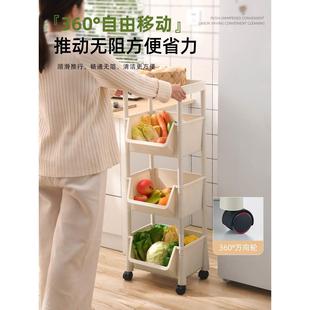 厨房置物架落地多层可移动水果蔬菜收纳架多功能调料储物架大容量