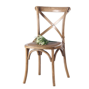 美式实木椅子餐椅简约家用背叉椅藤编靠背椅复古餐桌椅北欧餐厅椅