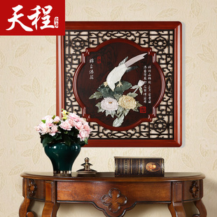 新中式客厅沙发背景墙装饰画，三联浮雕走廊过道招财，风水简约玉雕画