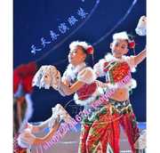 儿童演出服女童汉族秧歌表演服民族手绢舞元旦新年喜庆舞蹈服