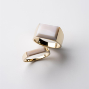 GLEE GARDEN 原创设计宝石图章粉蛋白石指环 欧美时尚简约款戒指