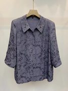 雅百威c7016中老年丝缎衬衫，女奶奶宽松衣服70岁妈妈夏季衬衣