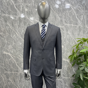 品牌男士西服西裤马甲商务套装，3件灰色绅士时尚修身混纺面料免烫