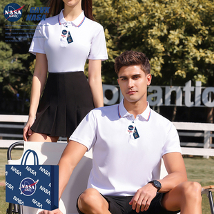 NASA GAVK polo衫t恤男士春夏季男女同款潮情侣潮流运动上衣