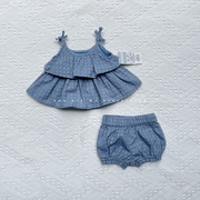 夏季婴儿二件套吊带连衣裙短裤新生儿公主小码早产儿女宝宝套装