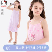女童吊带睡裙夏季薄款2024洋气儿童睡衣，纯棉裙子家居服童装