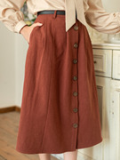 女装春季半身裙2024春装短裙设计感小众显瘦时尚红色A字裙子