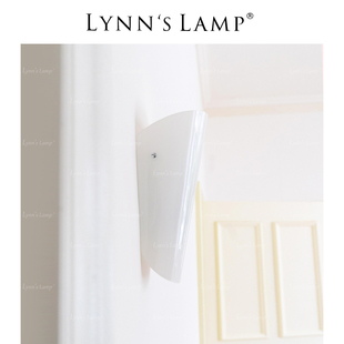 lynn's立意中古vintage壁灯极简白色，玻璃床头过道走廊法式阳台灯