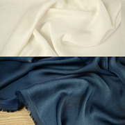 本白色海蓝色仿真丝缎雪纺，布料柔软垂顺穿着不透连衣裙衬衣料